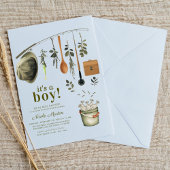 Rustic Little Fisherman Fishing Baby Shower Einladung