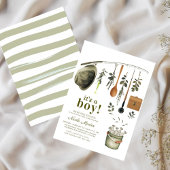 Rustic Little Fisherman Fishing Baby Shower Einladung