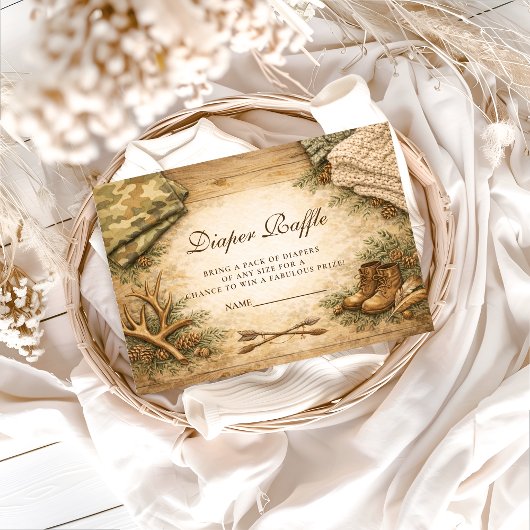 Rustic Little Hunter Woodland Diapper Raffle Begleitkarte