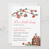 Rustic Little Lady Ladybug Apple Girl Babydusche Einladung (Vorderseite)