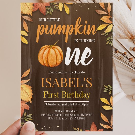 Rustic Little Pumpkin Erster Geburtstag Einladung