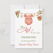 Rustic Locally Grown Clothesline Apple Baby Shower Dankeskarte (Vorderseite)