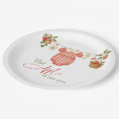 Rustic Locally Grown Clothesline Apple Baby Shower Pappteller (Schrägansicht)