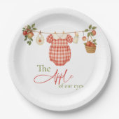 Rustic Locally Grown Clothesline Apple Baby Shower Pappteller (Vorderseite)