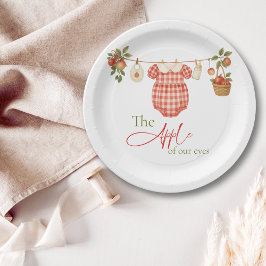 Rustic Locally Grown Clothesline Apple Baby Shower Pappteller