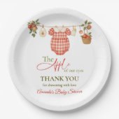 Rustic Locally Grown Clothesline Apple Baby Shower Pappteller (Vorderseite)
