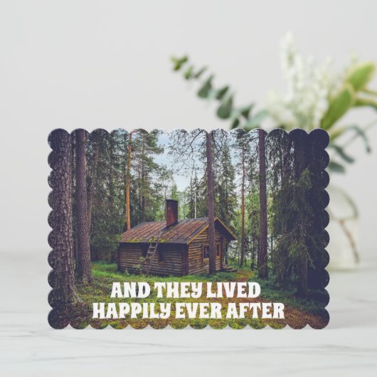 RUSTIC LOG CABIN CUSTOM WEDING EINLADUNGEN (Stehend Vorderseite)
