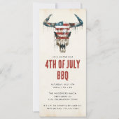 Rustic Longhorn US Flag 4. Juli GRILLEN Einladung (Vorderseite)