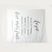 Rustic “Love Never Fails” Wedding  Backdrop Wandteppich (Vorderseite (Horizontal))