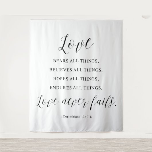 Rustic “Love Never Fails” Wedding  Backdrop Wandteppich (Vorderseite)