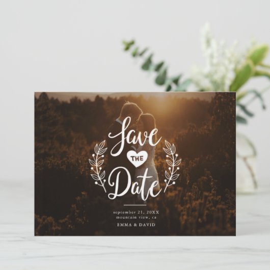 Rustic Love Save the Date Einladung (Stehend Vorderseite)
