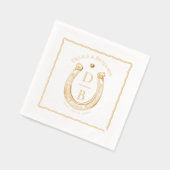 Rustic Love Western Horseshoe Monogram Wedding Servietten Mit Folie (Links)