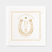 Rustic Love Western Horseshoe Monogram Wedding Servietten Mit Folie (Vorderseite)