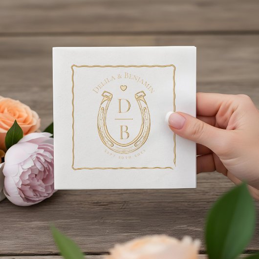 Rustic Love Western Horseshoe Monogram Wedding Servietten Mit Folie