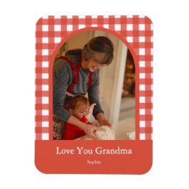 Rustic Love You Oma Gingham Foto Magnet