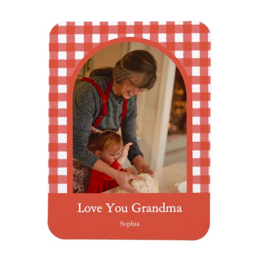 Rustic Love You Oma Gingham Foto Magnet (Vertikal)