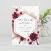 Rustic Lovely Burgundy Wedding Save The Date (Stehend Vorderseite)