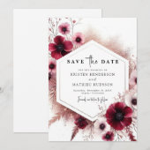 Rustic Lovely Burgundy Wedding Save The Date (Vorne/Hinten)