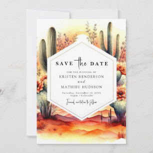 Rustic Lovely Cactus Wedding Save The Date