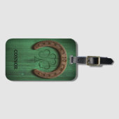 Rustic Lucky Horse Shoe Irish Personalisiert Lugga Gepäckanhänger (Vorderseite (Horizontal))
