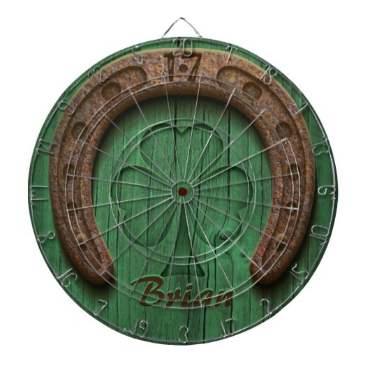 Rustic Lucky Horse Shoe Irish Personalized Dartscheibe (vorne)