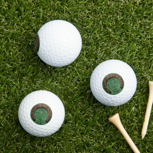 Rustic Lucky Horse Shoe Irish Personalized Golfball (Insitu Gras)