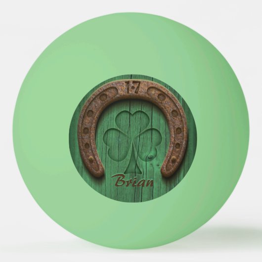 Rustic Lucky Horse Shoe Irish Personalized Tischtennisball (Vorderseite)