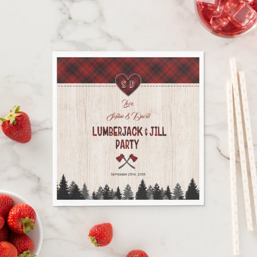 Rustic LumberJack und Jill Wedding Couple Shower Serviette (Beispiel)
