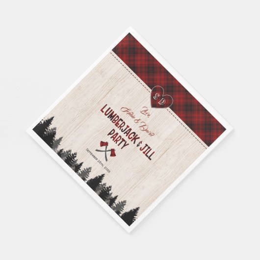 Rustic LumberJack und Jill Wedding Couple Shower Serviette (Ecke)