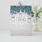 Rustic Luxe Mason Jar Navy Türkise Peacock Begleitkarte (Stehend Vorderseite)