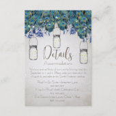 Rustic Luxe Mason Jar Navy Türkise Peacock Begleitkarte (Vorderseite)