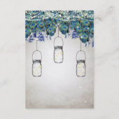 Rustic Luxe Mason Jar Navy Türkise Peacock Begleitkarte (Rückseite)