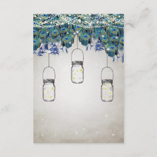 Rustic Luxe Mason Jar Navy Türkise Peacock Begleitkarte
