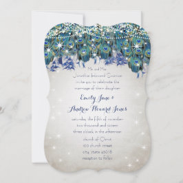 Rustic Luxe Mason Jar Navy Türkise Peacock Einladung