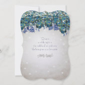 Rustic Luxe Mason Jar Navy Türkise Peacock Einladung (Rückseite)