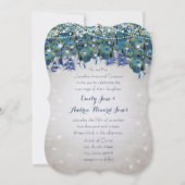 Rustic Luxe Mason Jar Navy Türkise Peacock Einladung (Vorderseite)