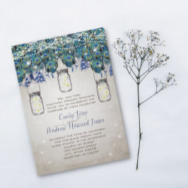 Rustic Luxe Mason Jar Navy Türkise Peacock Einladung