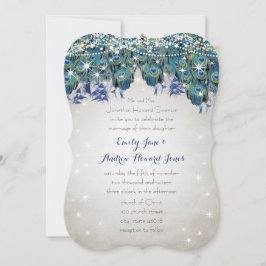 Rustic Luxe Mason Jar Navy Türkise Peacock Einladung