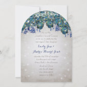 Rustic Luxe Mason Jar Navy Türkise Peacock Einladung (Vorderseite)