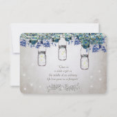 Rustic Luxe Mason Jar Navy Türkise Peacock RSVP Karte (Rückseite)