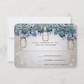 Rustic Luxe Mason Jar Navy Türkise Peacock RSVP Karte (Vorderseite)