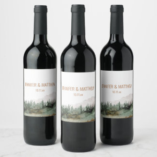 Rustic Luxe Nature Outdoor Mountains Gastgeschenk Weinetikett