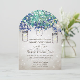 Rustic Luxe Navy und Türkis Mason Jar Einladung