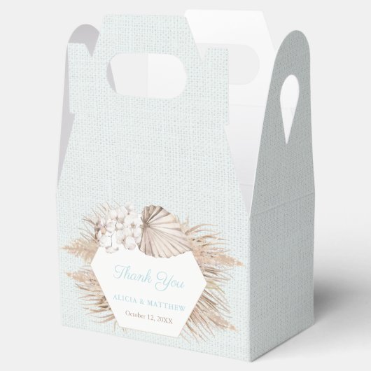 Rustic Luxe Pampas Grass Aquamariner Polterabend G Geschenkschachtel (Geöffnet)