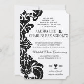 Rustic Luxe Vintag Black Damask Wedites Einladung (Rückseite)
