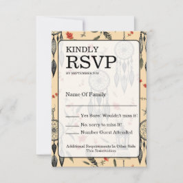 Rustic Macrame Boho Wedding Texture RSVP Karte