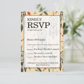 Rustic Macrame Boho Wedding Texture RSVP Karte (Stehend Vorderseite)