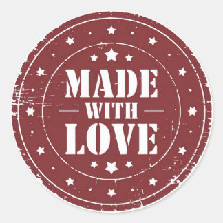 Rustic “Made With Love” – Handmade Small Business Runder Aufkleber