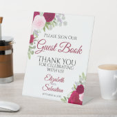 Rustic Magenta Floral Bitte unterschreiben Sie uns Sockelschild (In SItu)