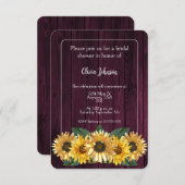 Rustic Magenta Sonnenblume Brautparty Einladung (Vorne/Hinten)